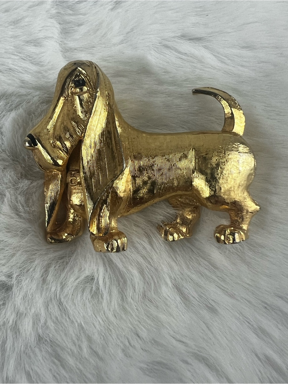 Vtg D'Orlan Marcel Boucher Basset Hound Dog Brooch Gold Plated Pin